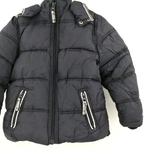 ST. BERNARD Hooded Zip Up Navy Puffer Coat